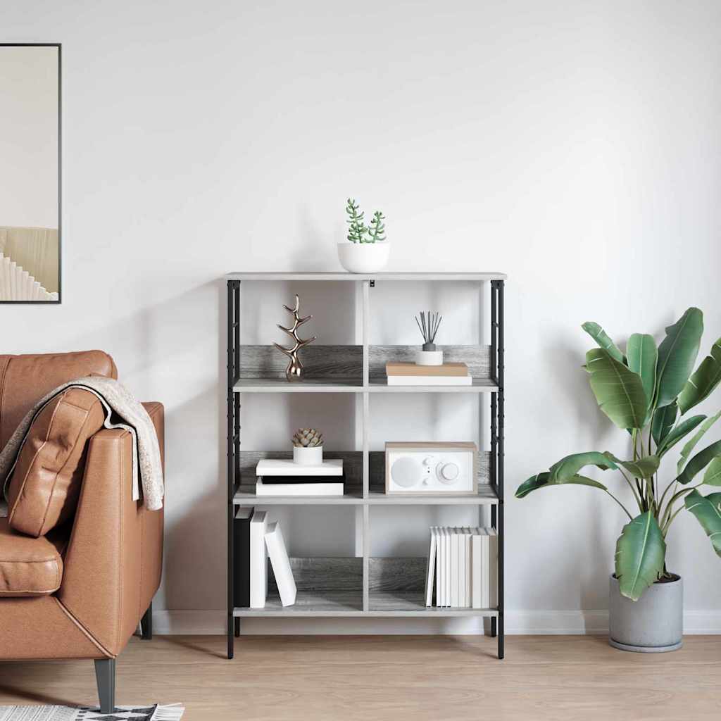 vidaXL Bookshelf 6-Tier 82 x 32 x 112 cm Engineered Wood Grey Sonoma