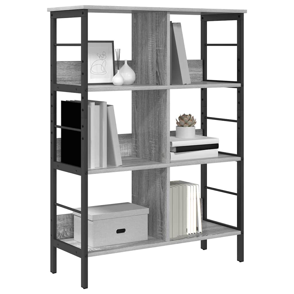 vidaXL Bookshelf 6-Tier 82 x 32 x 112 cm Engineered Wood Grey Sonoma