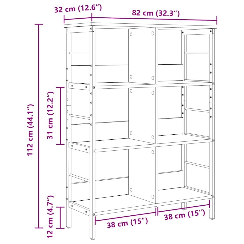 vidaXL Bookshelf Old Wood 82 x 32 x 112 cm Engineered Wood