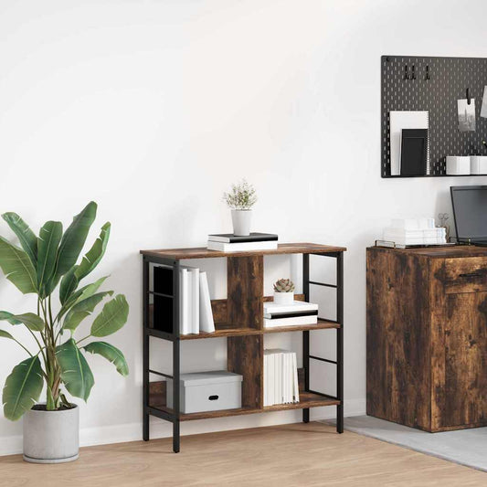 vidaXL Bookshelf 4-Tier 82 x 32 x 79 cm Engineered Wood Smoked Oak