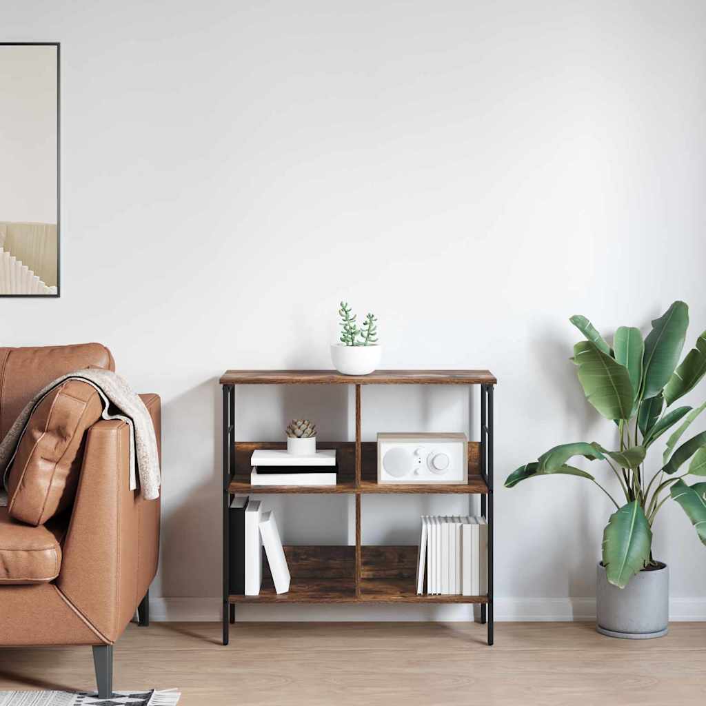 vidaXL Bookshelf 4-Tier 82 x 32 x 79 cm Engineered Wood Smoked Oak