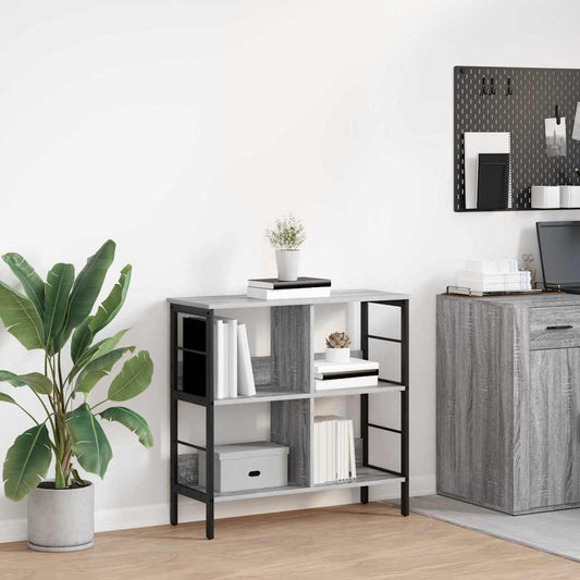 vidaXL Bookshelf 4-Tier 82 x 32 x 79 cm Engineered Wood Grey Sonoma