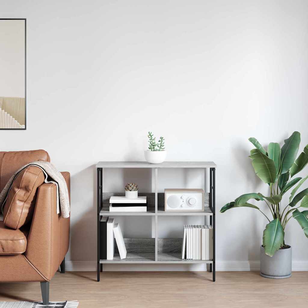 vidaXL Bookshelf 4-Tier 82 x 32 x 79 cm Engineered Wood Grey Sonoma