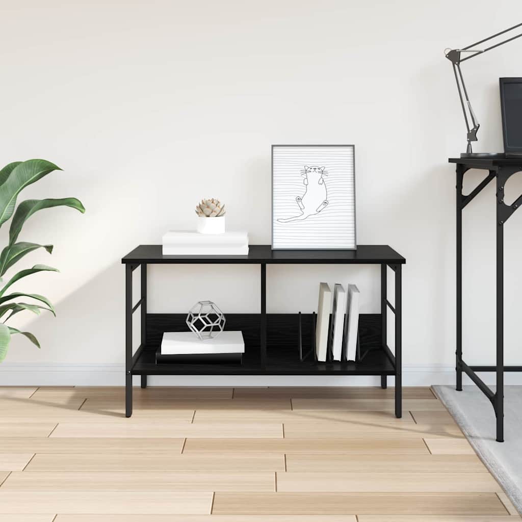 vidaXL Bookshelf 2-Tier 82 x 32 x 47 cm Engineered Wood Black Oak