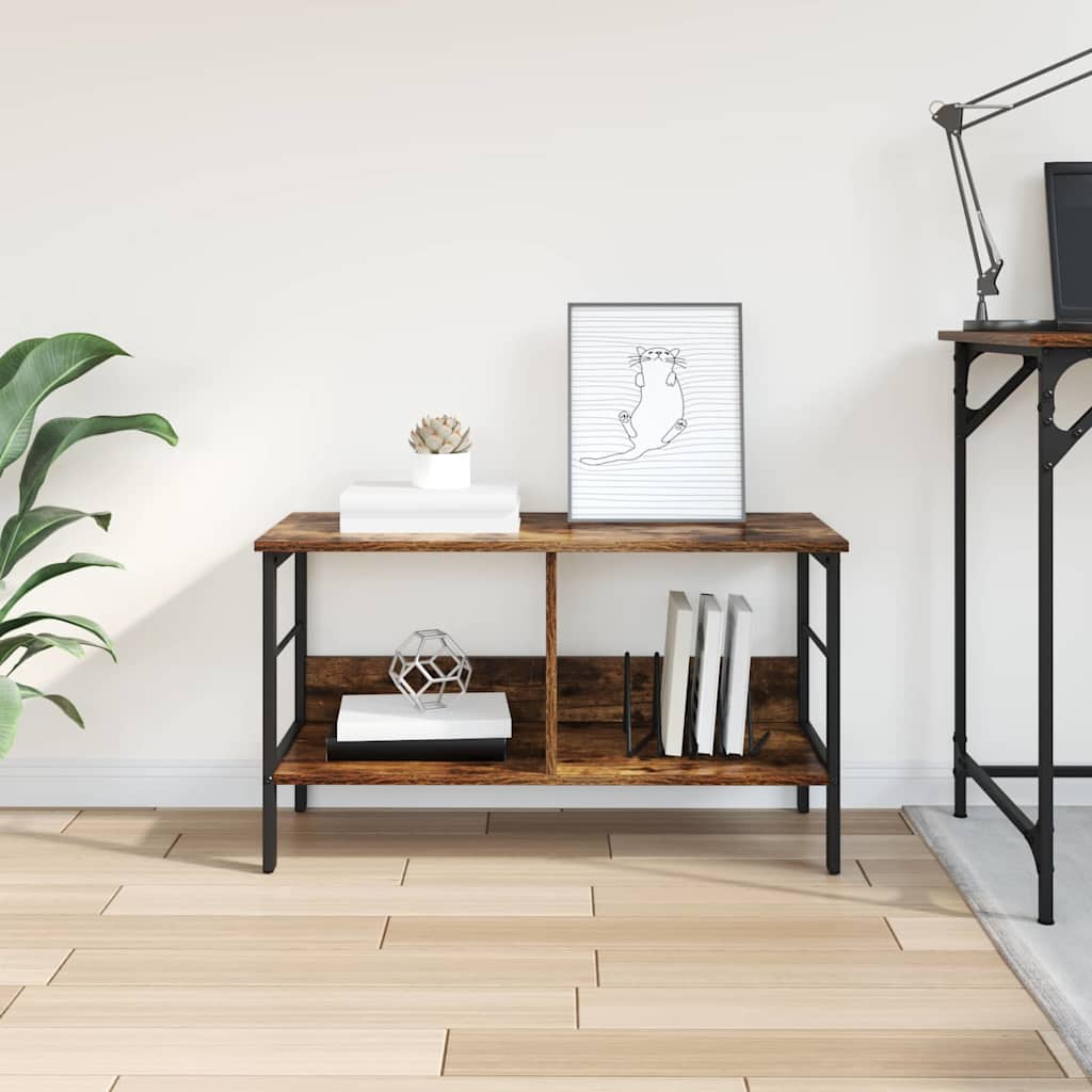 vidaXL Bookshelf 2-Tier 82 x 32 x 47 cm Engineered Wood Smoked Oak