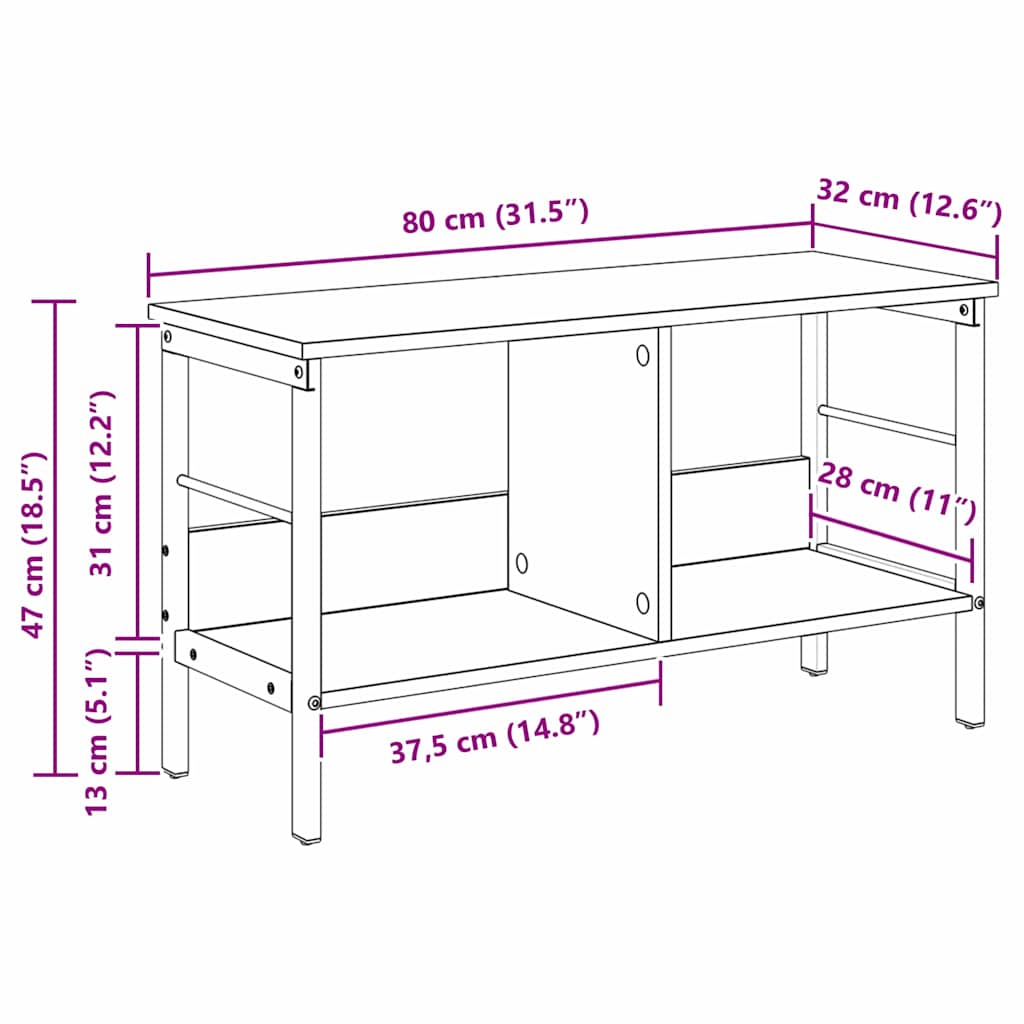 vidaXL Bookshelf Smoked Oak 82 x 32 x 47 cm Engineered Wood