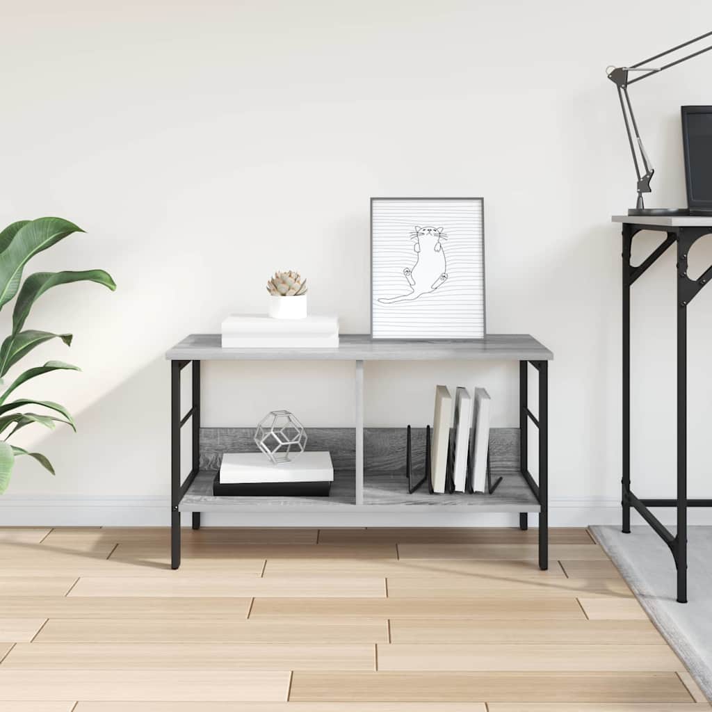 vidaXL Bookshelf 2-Tier 82 x 32 x 47 cm Engineered Wood Grey Sonoma