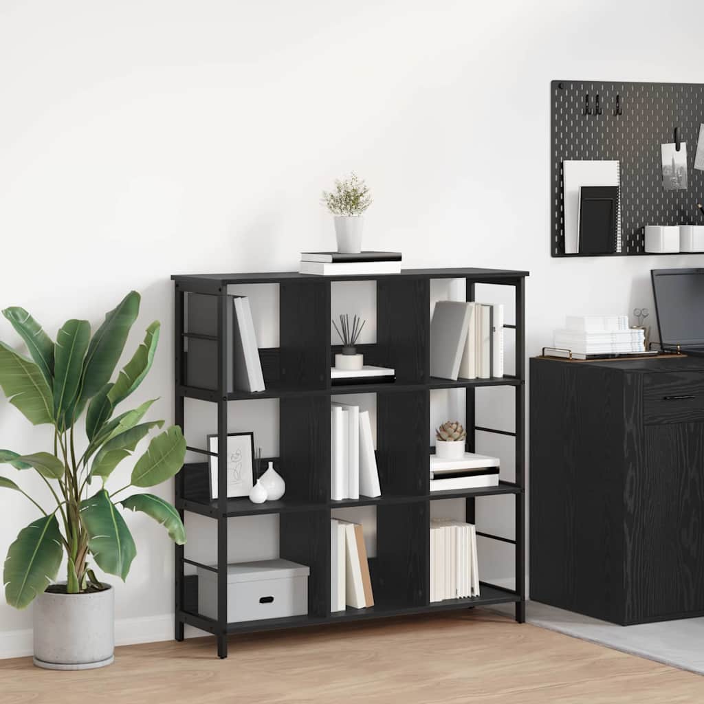 vidaXL Bookshelf 9-Tier 102 x 32 x 104.5 cm Engineered Wood Black Oak