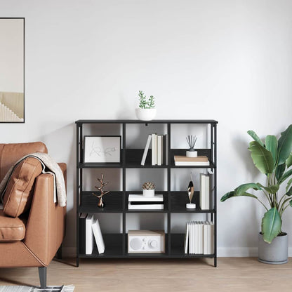 vidaXL Bookshelf 9-Tier 102 x 32 x 104.5 cm Engineered Wood Black Oak