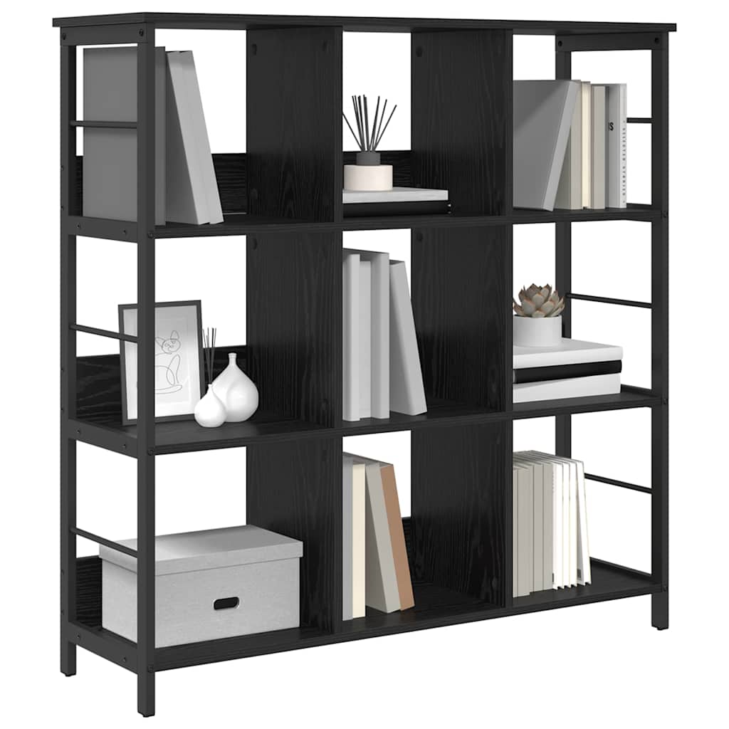 vidaXL Bookshelf 9-Tier 102 x 32 x 104.5 cm Engineered Wood Black Oak