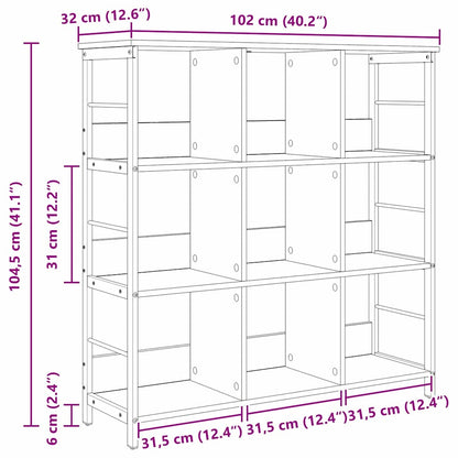 vidaXL Bookshelf Black Oak 102 x 32 x 104.5 cm Engineered Wood
