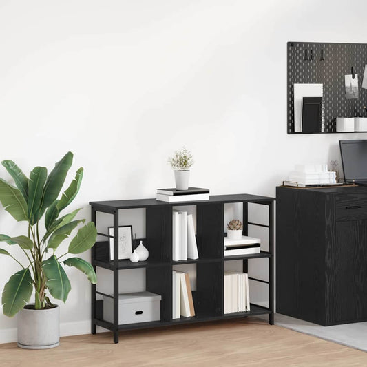 vidaXL Bookshelf 6-Tier 102 x 32 x 72.5 cm Engineered Wood Black Oak