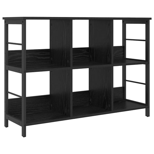 vidaXL Bookshelf 6-Tier 102 x 32 x 72.5 cm Engineered Wood Black Oak