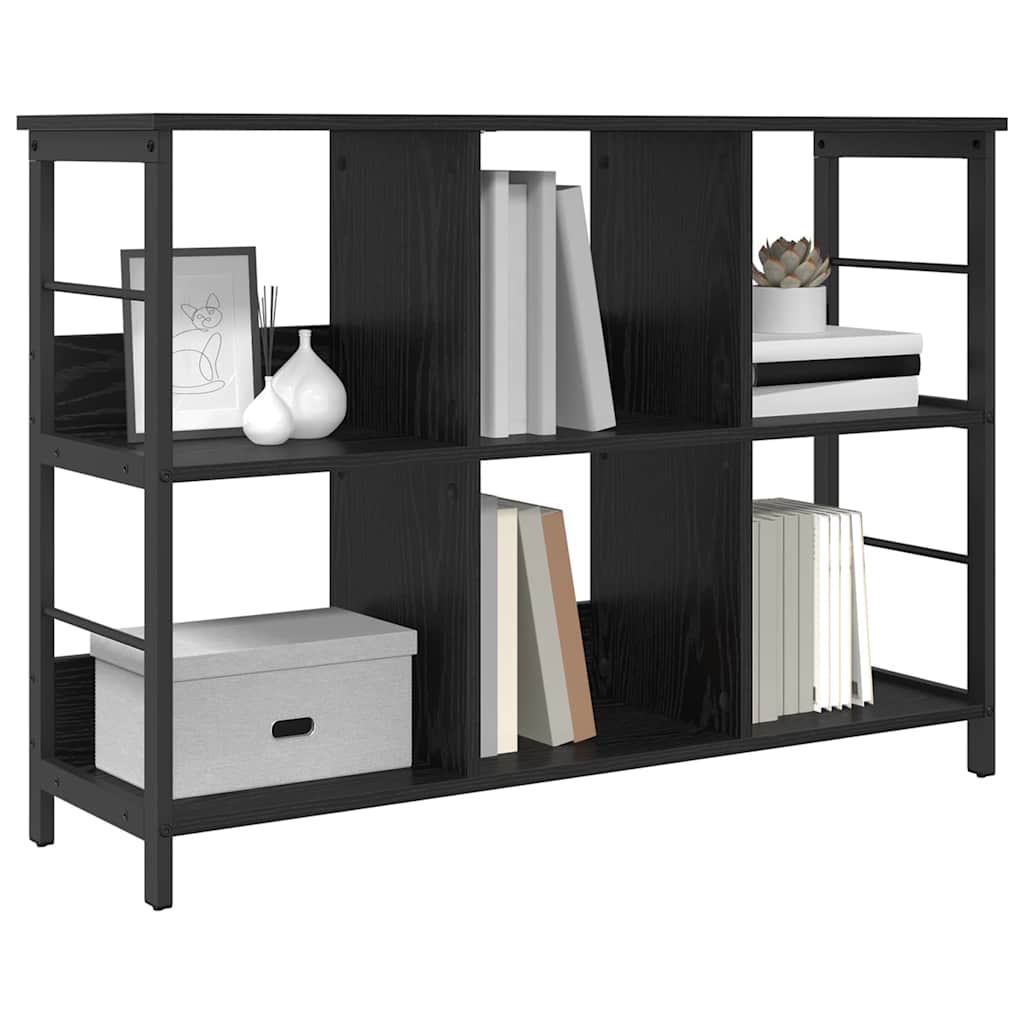 vidaXL Bookshelf 6-Tier 102 x 32 x 72.5 cm Engineered Wood Black Oak