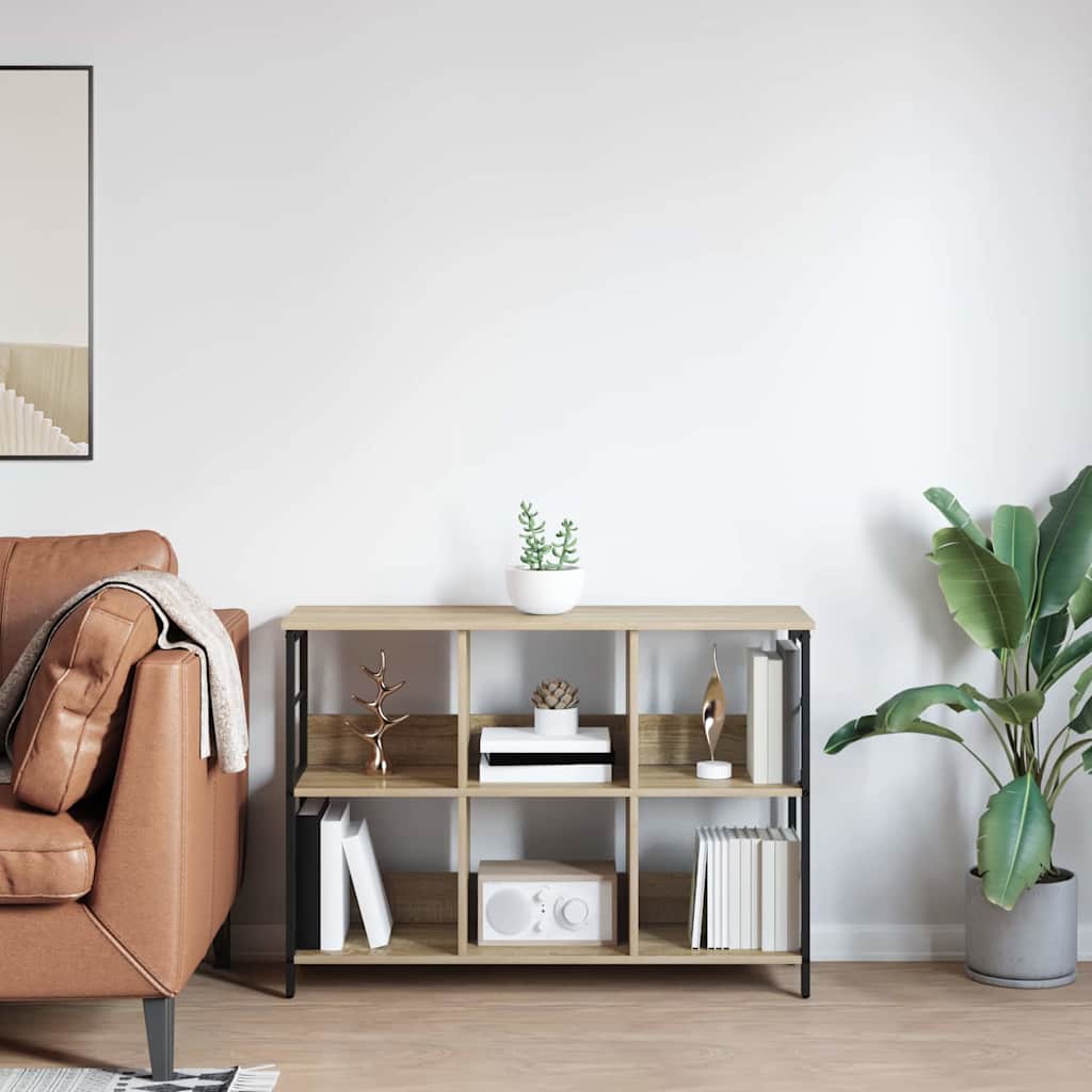 vidaXL Bookshelf 6-Tier 102 x 32 x 72.5 cm Engineered Wood Sonoma Oak