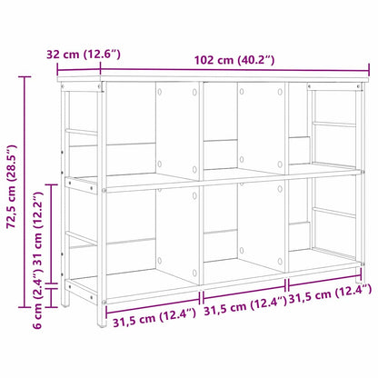 vidaXL Bookshelf Sonoma Oak 102 x 32 x 72.5 cm Engineered Wood