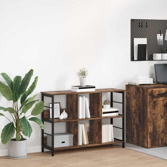 vidaXL Bookshelf 6-Tier 102 x 32 x 72.5 cm Engineered Wood Smoked Oak