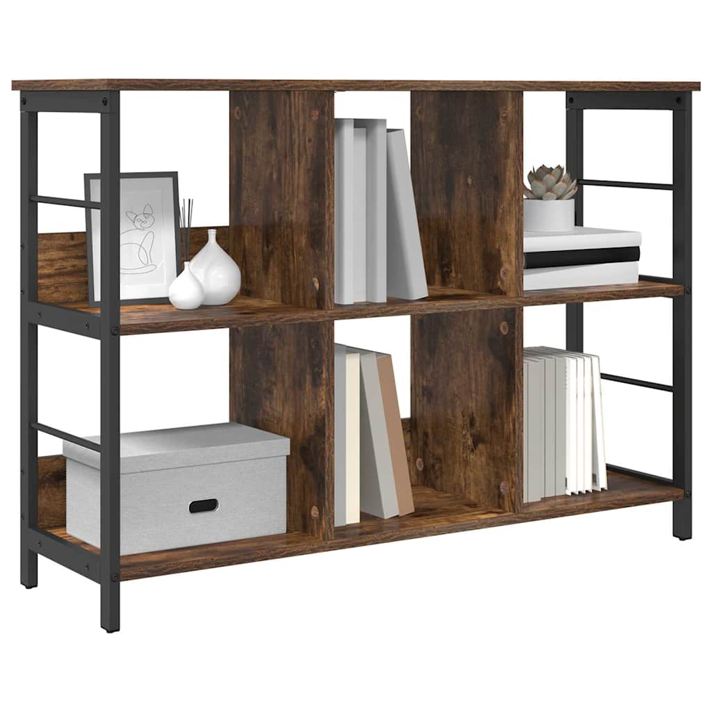 vidaXL Bookshelf 6-Tier 102 x 32 x 72.5 cm Engineered Wood Smoked Oak