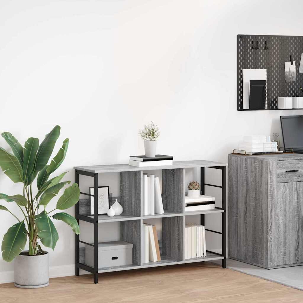 vidaXL Bookshelf 6-Tier 102 x 32 x 72.5 cm Engineered Wood Grey Sonoma