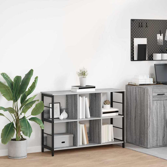 vidaXL Bookshelf 6-Tier 102 x 32 x 72.5 cm Engineered Wood Grey Sonoma