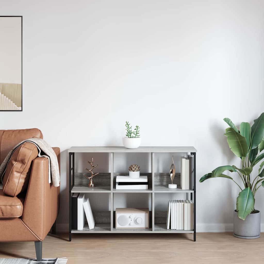 vidaXL Bookshelf 6-Tier 102 x 32 x 72.5 cm Engineered Wood Grey Sonoma