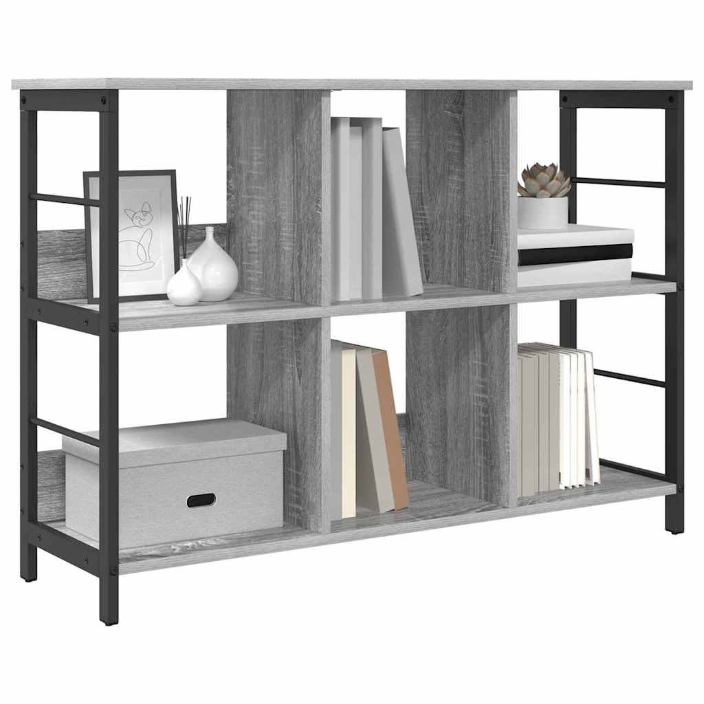 vidaXL Bookshelf 6-Tier 102 x 32 x 72.5 cm Engineered Wood Grey Sonoma