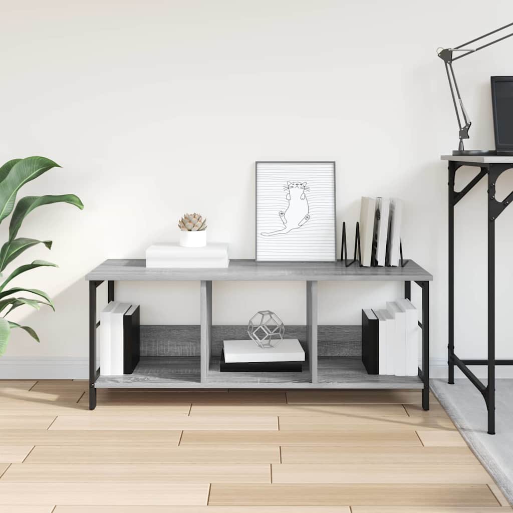 vidaXL Bookshelf 3-Tier 102 x 32 x 40.5 cm Engineered Wood Grey Sonoma
