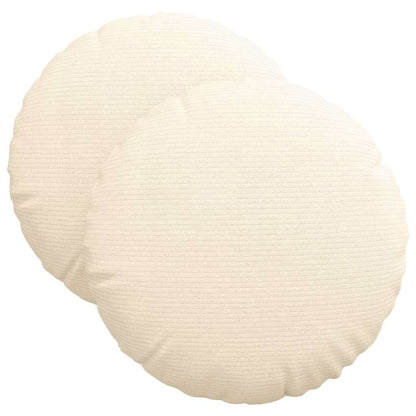 vidaXL Seat Cushions 2 pcs Cream Ø 40 cm Corduroy Fabric