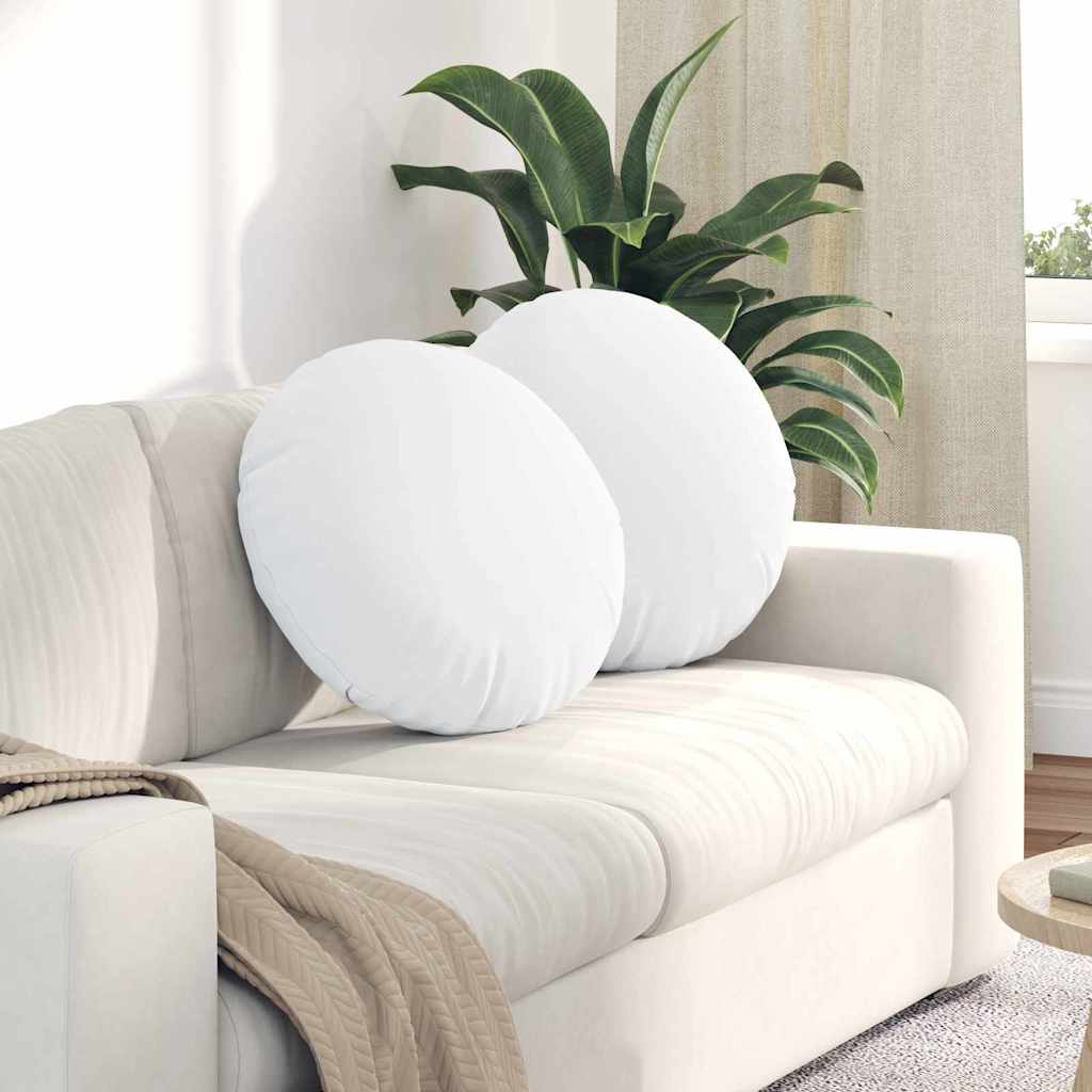 vidaXL Seat Cushions 2 pcs White Ø50 x 19 cm Fabric