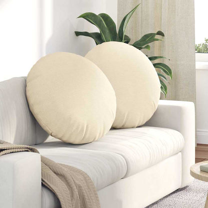vidaXL Seat Cushions 2 pcs Cream Ø 60 cm Corduroy Fabric