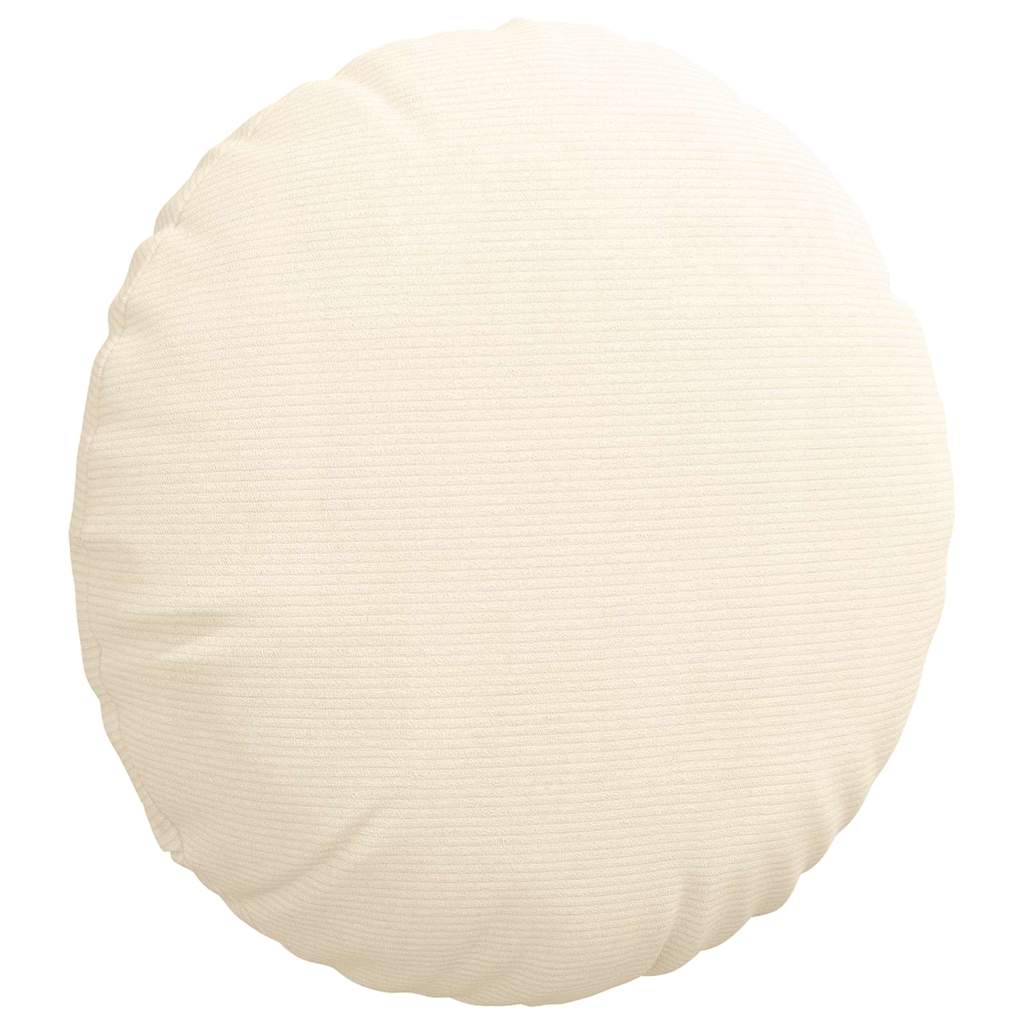 vidaXL Seat Cushions 2 pcs Cream Ø 60 cm Corduroy Fabric