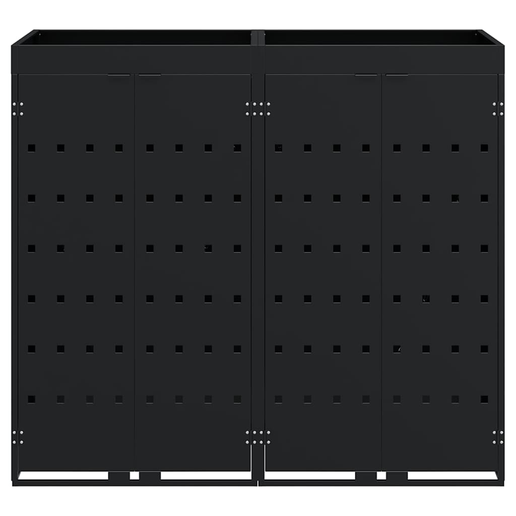 vidaXL Wheelie Bin Storage for 2 Bins Black 136 x 77.5 x 121.5 cm