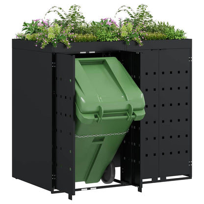 vidaXL Wheelie Bin Storage for 2 Bins Black 136 x 77.5 x 121.5 cm