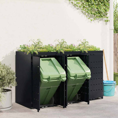 vidaXL Wheelie Bin Storage for 3 Bins Black 204 x 77.5 x 121.5 cm