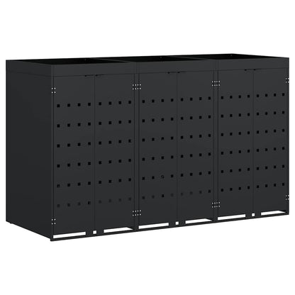 vidaXL Wheelie Bin Storage for 3 Bins Black 204 x 77.5 x 121.5 cm