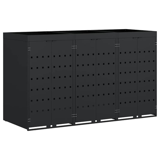 vidaXL Wheelie Bin Storage for 3 Bins Black 204 x 77.5 x 121.5 cm
