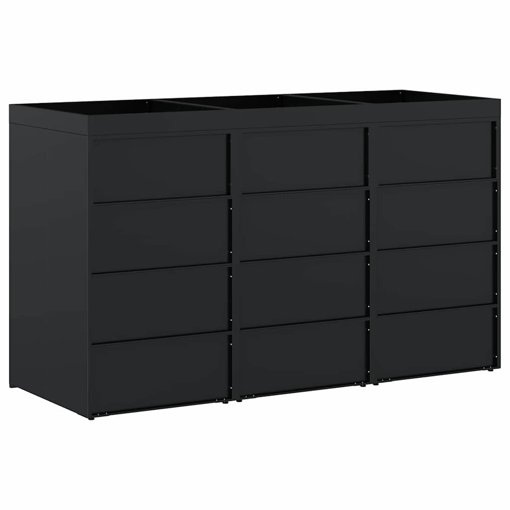 vidaXL Wheelie Bin Storage for 3 Bins Black 204 x 77.5 x 121.5 cm