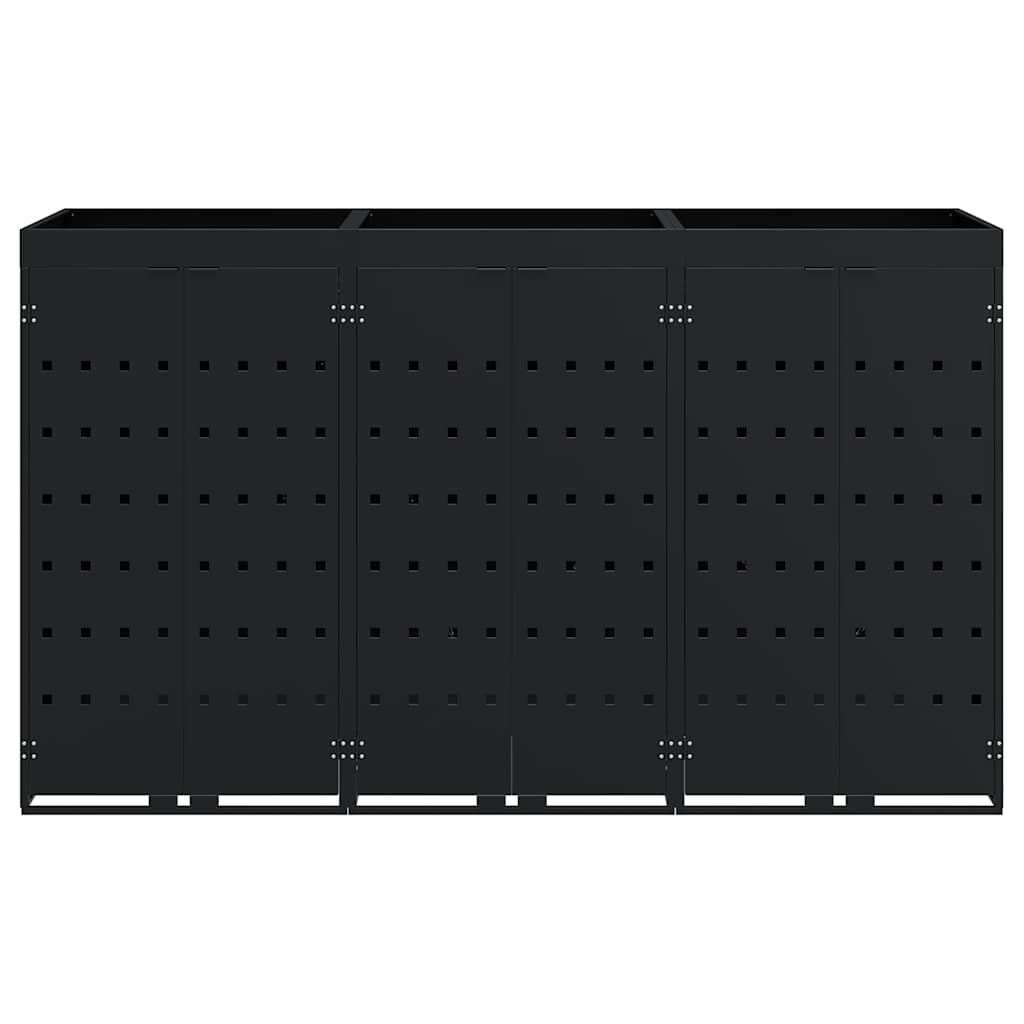 vidaXL Wheelie Bin Storage for 3 Bins Black 204 x 77.5 x 121.5 cm