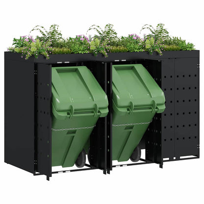 vidaXL Wheelie Bin Storage for 3 Bins Black 204 x 77.5 x 121.5 cm