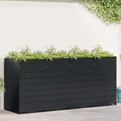 vidaXL Wheelie Bin Storage for 4 Bins Black 272 x 77.5 x 121.5 cm