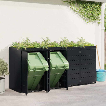 vidaXL Wheelie Bin Storage for 4 Bins Black 272 x 77.5 x 121.5 cm