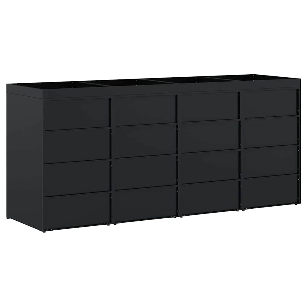 vidaXL Wheelie Bin Storage for 4 Bins Black 272 x 77.5 x 121.5 cm