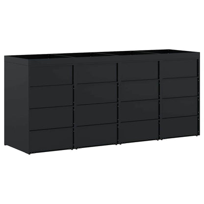 vidaXL Wheelie Bin Storage for 4 Bins Black 272 x 77.5 x 121.5 cm
