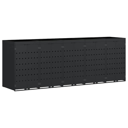 vidaXL Wheelie Bin Storage for 5 Bins Black 340 x 77.5 x 121.5 cm