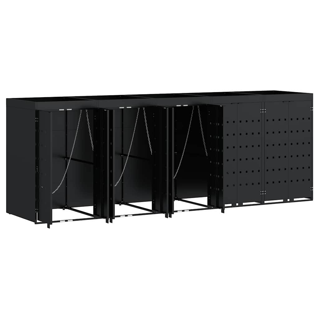 vidaXL Wheelie Bin Storage for 5 Bins Black 340 x 77.5 x 121.5 cm
