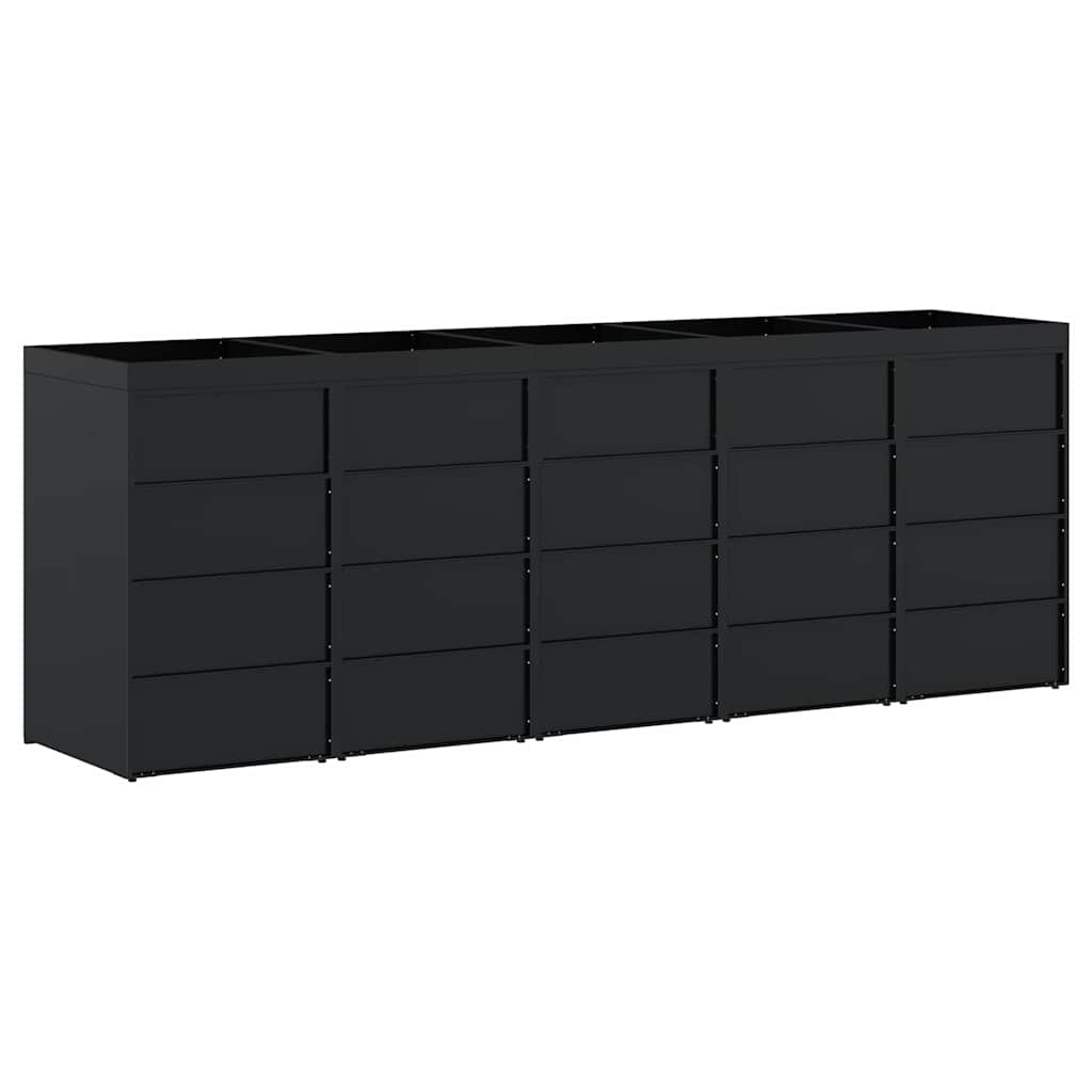 vidaXL Wheelie Bin Storage for 5 Bins Black 340 x 77.5 x 121.5 cm