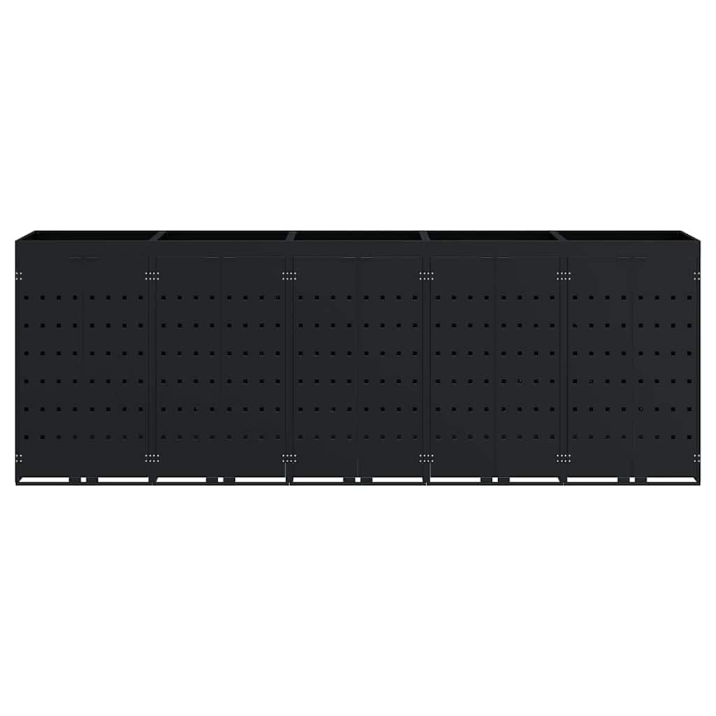 vidaXL Wheelie Bin Storage for 5 Bins Black 340 x 77.5 x 121.5 cm