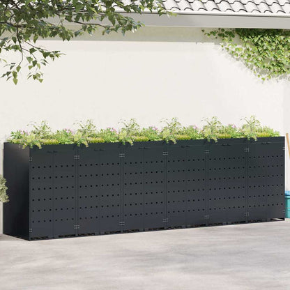 vidaXL Wheelie Bin Storage for 6 Bins Black 408 x 77.5 x 121.5 cm