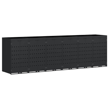 vidaXL Wheelie Bin Storage for 6 Bins Black 408 x 77.5 x 121.5 cm