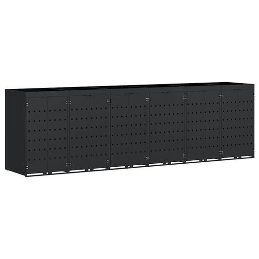 vidaXL Wheelie Bin Storage for 6 Bins Black 408 x 77.5 x 121.5 cm